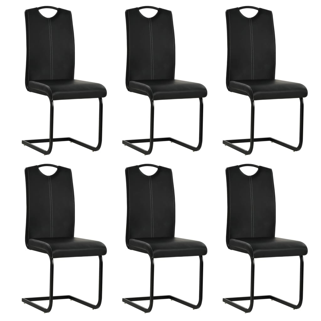 spisebordsstole med cantilever 6 stk. kunstlæder sort