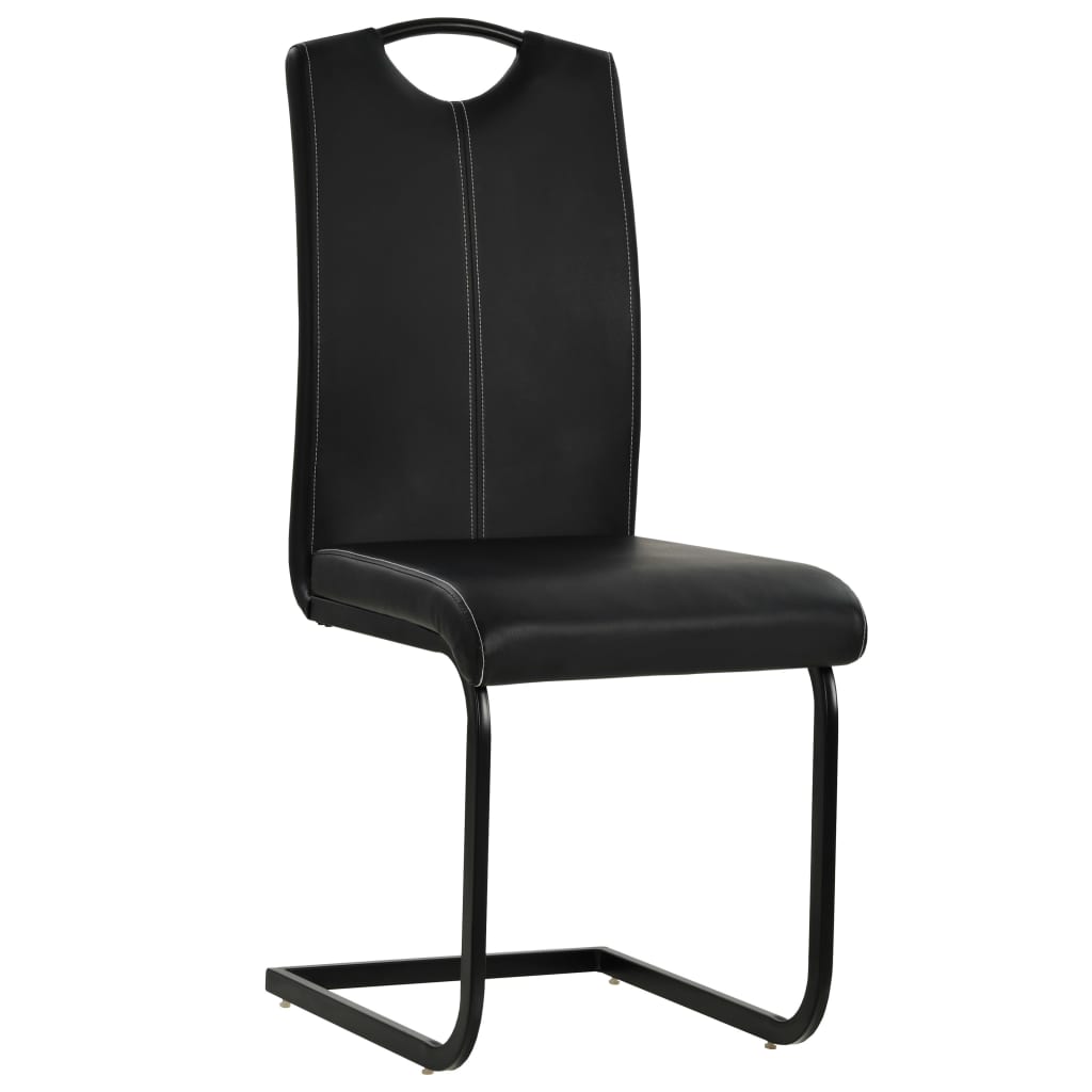 spisebordsstole med cantilever 6 stk. kunstlæder sort