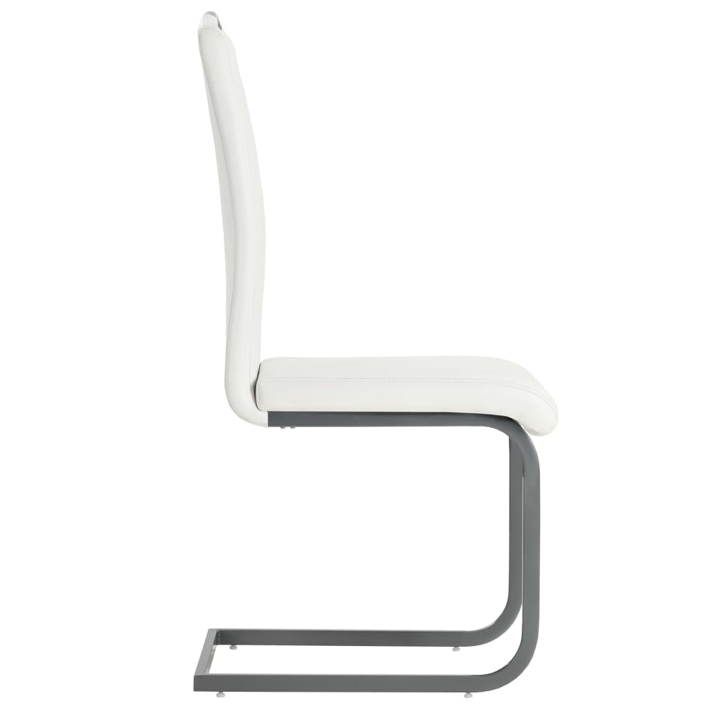 spisebordsstole med cantilever 6 stk. stof hvid