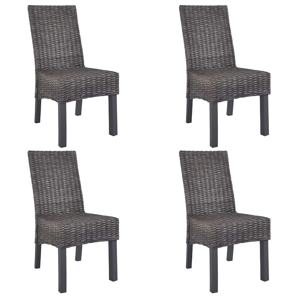 spisebordsstole 4 stk. kubu-rattan og mangotræ brun