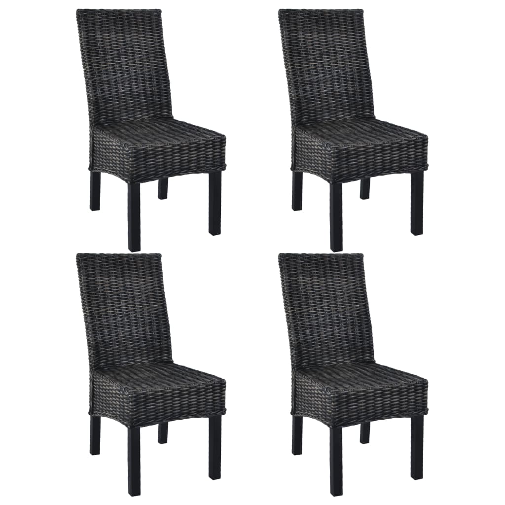 spisebordsstole 4 stk. kubu-rattan og mangotræ sort
