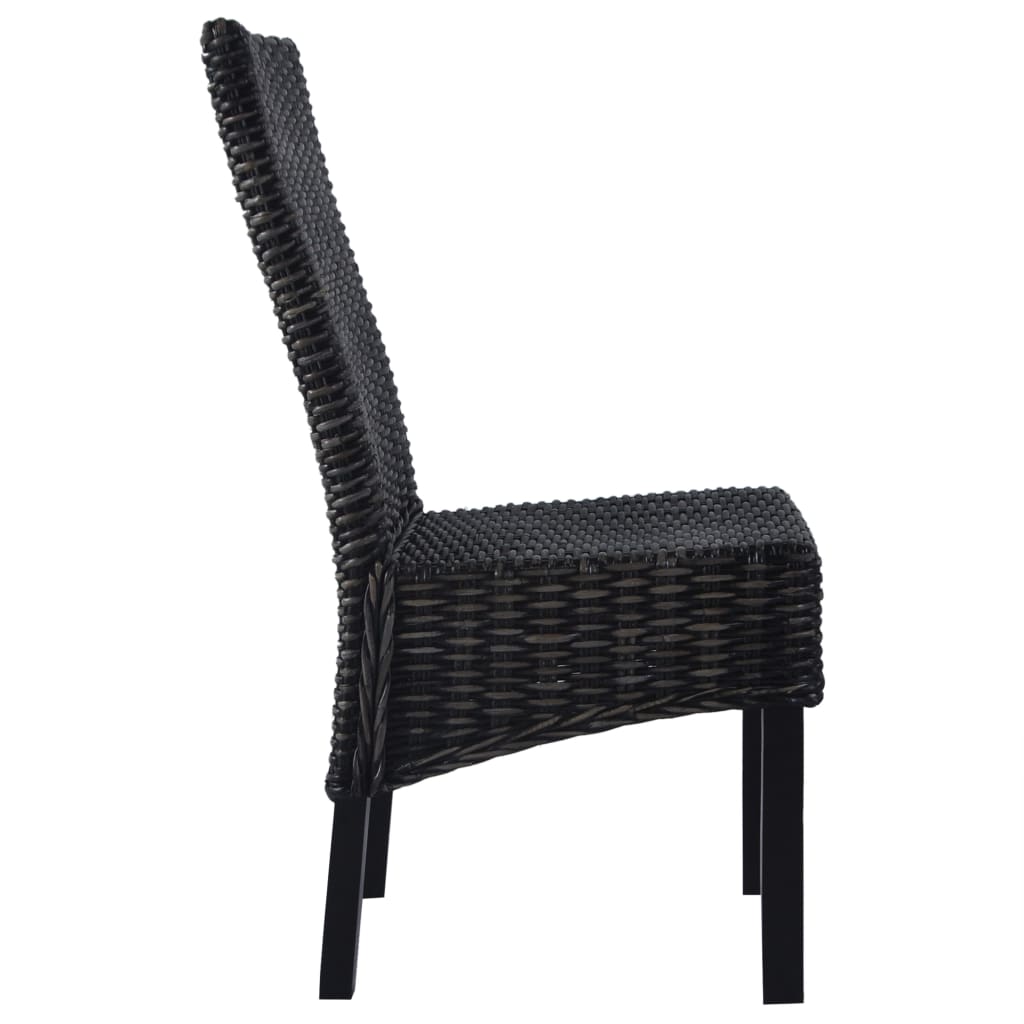 spisebordsstole 6 stk. kubu-rattan og mangotræ sort