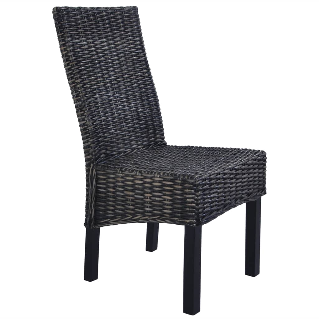 spisebordsstole 6 stk. kubu-rattan og mangotræ sort