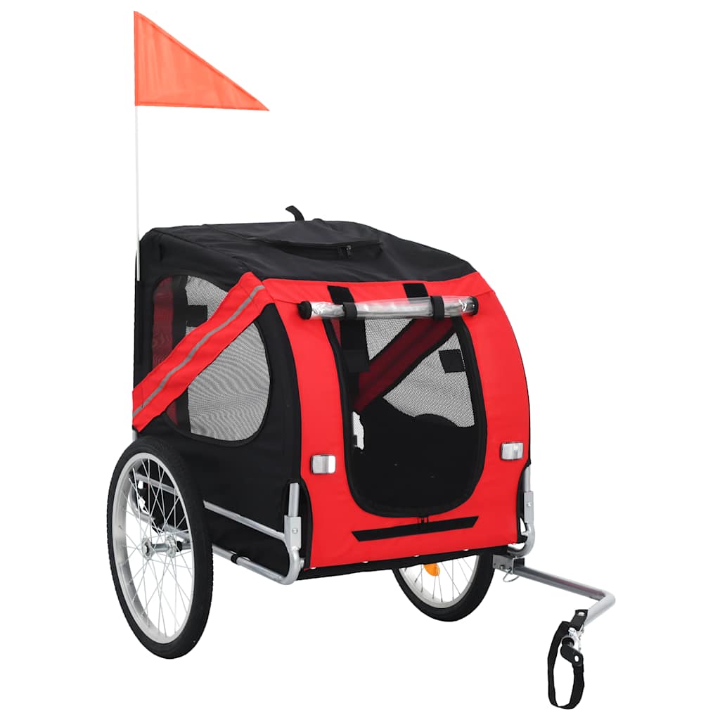 cykeltrailer til kæledyr rød og sort