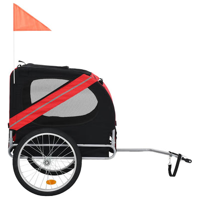 cykeltrailer til kæledyr rød og sort