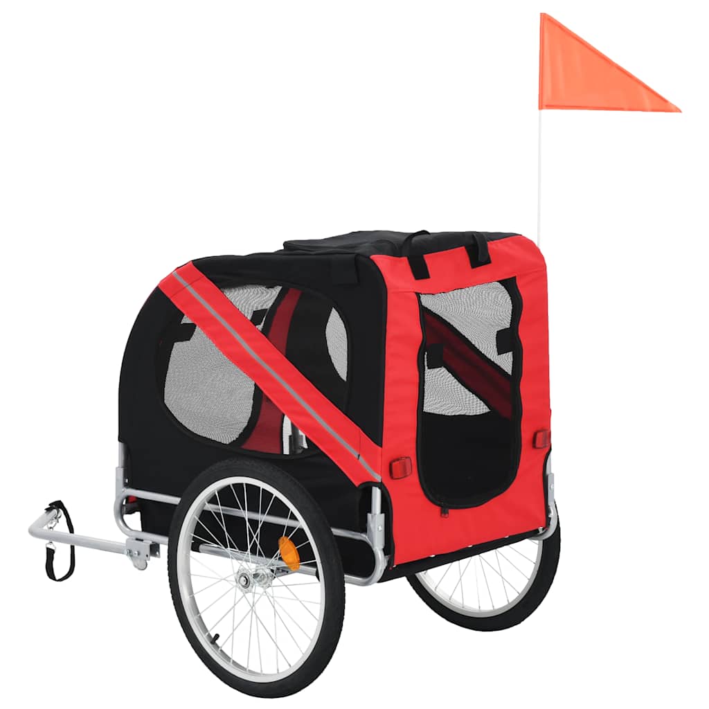 cykeltrailer til kæledyr rød og sort