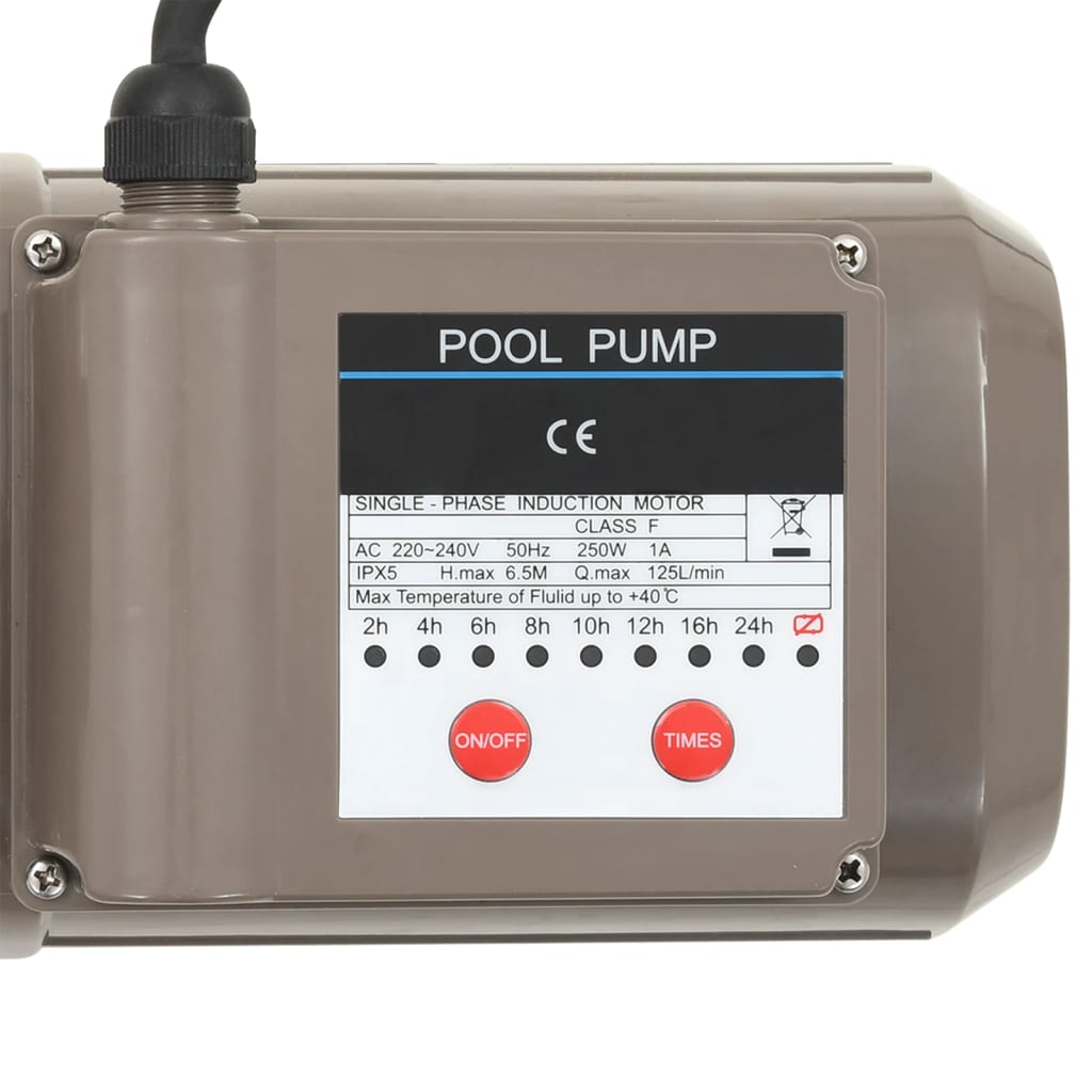 poolpumpe med timer 0,25 HK 8000 l/t. sort