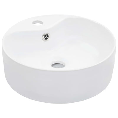 håndvask med overløb 36 x 13 cm keramik hvid