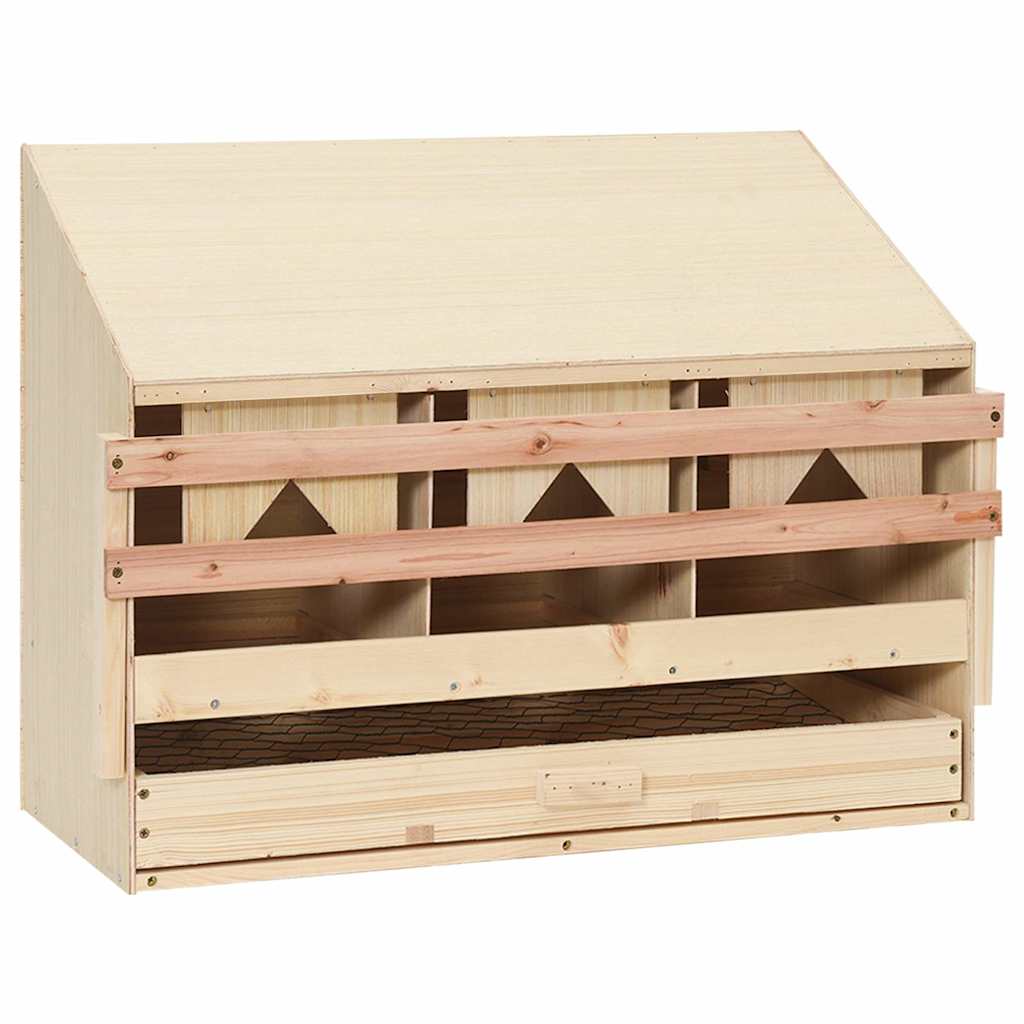 redekasse til høns med 3 rum 72x33x54 cm massivt fyrretræ