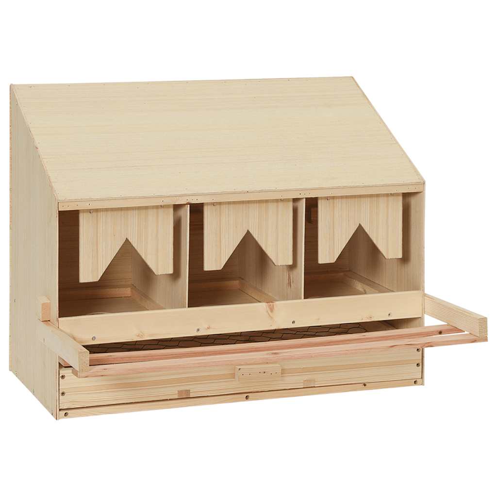 redekasse til høns med 3 rum 72x33x54 cm massivt fyrretræ