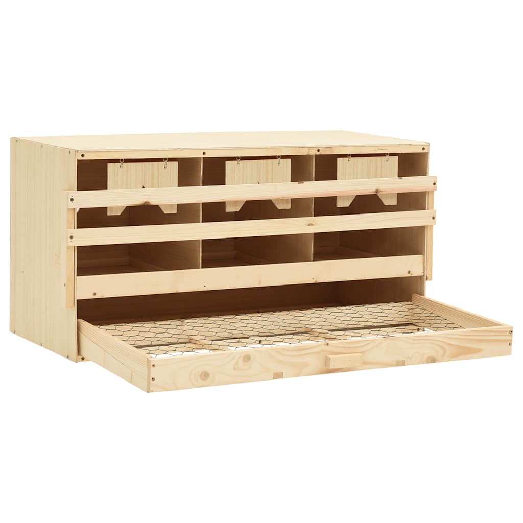 redekasse til høns med 3 rum 72x33x38 cm massivt fyrretræ