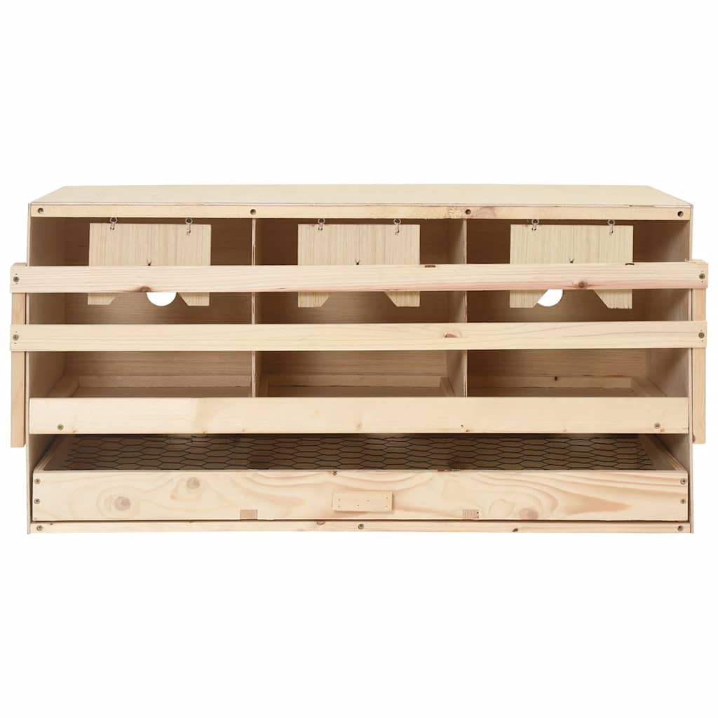 redekasse til høns med 3 rum 72x33x38 cm massivt fyrretræ