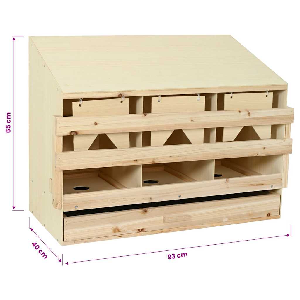 rugekasse 3 rum 93 x 40 x 65 cm massivt fyrretræ