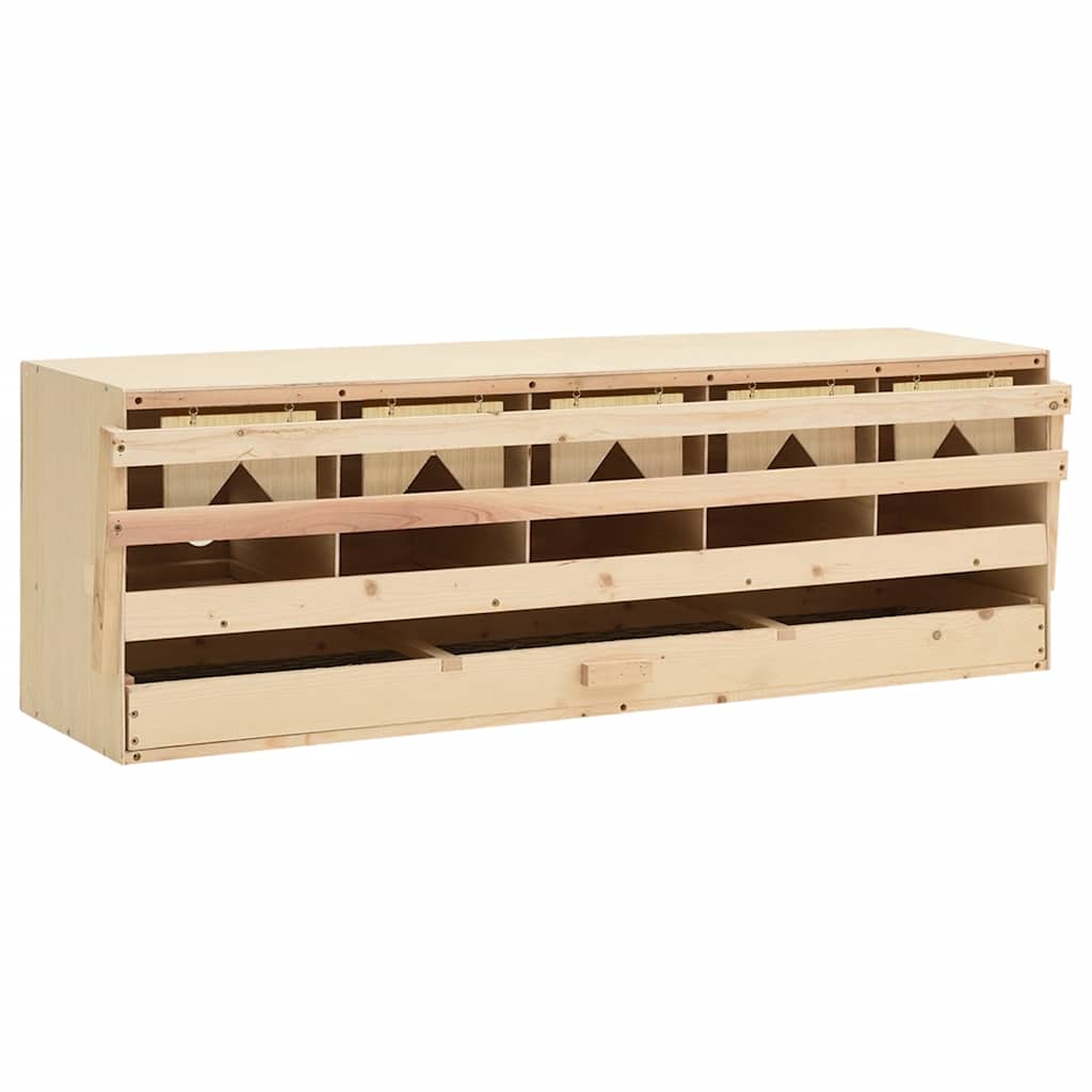 redekasse til høns med 5 rum 117x33x38 cm massivt fyrretræ