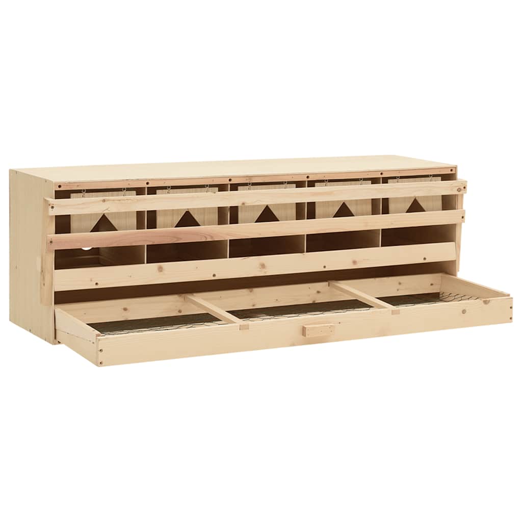 redekasse til høns med 5 rum 117x33x38 cm massivt fyrretræ