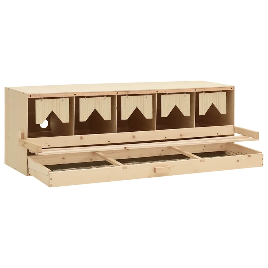 redekasse til høns med 5 rum 117x33x38 cm massivt fyrretræ