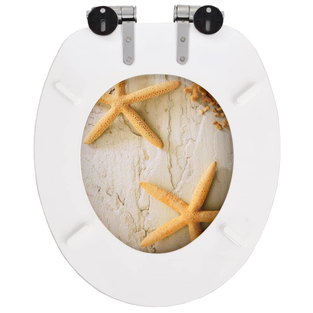 toiletsæde med soft close-låg MDF søstjernedesign