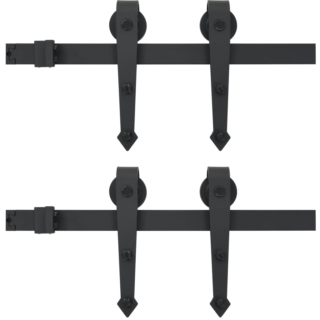 hardwarekit til skydedør 2 x 183 cm stål sort