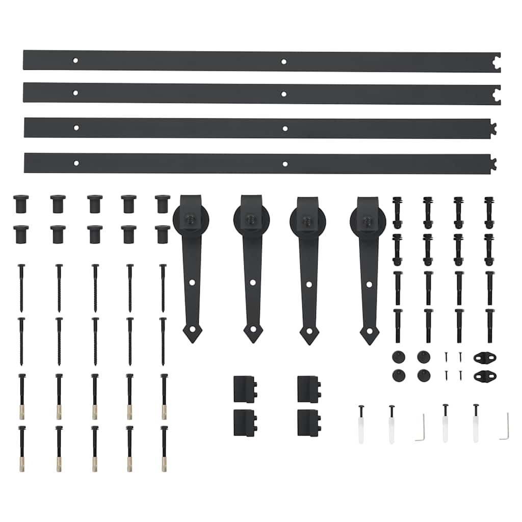 hardwarekit til skydedør 2 x 183 cm stål sort