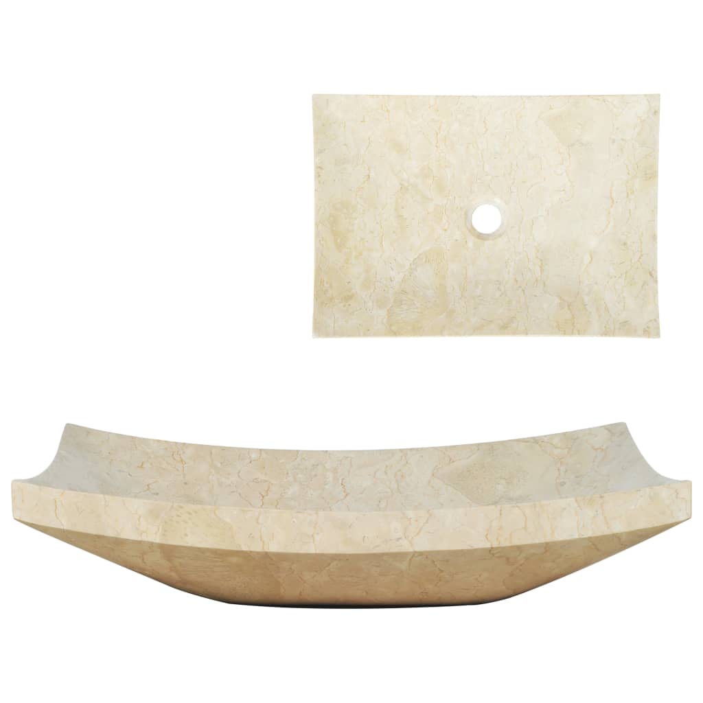håndvask 50 x 35 x 12 cm marmor cremefarvet