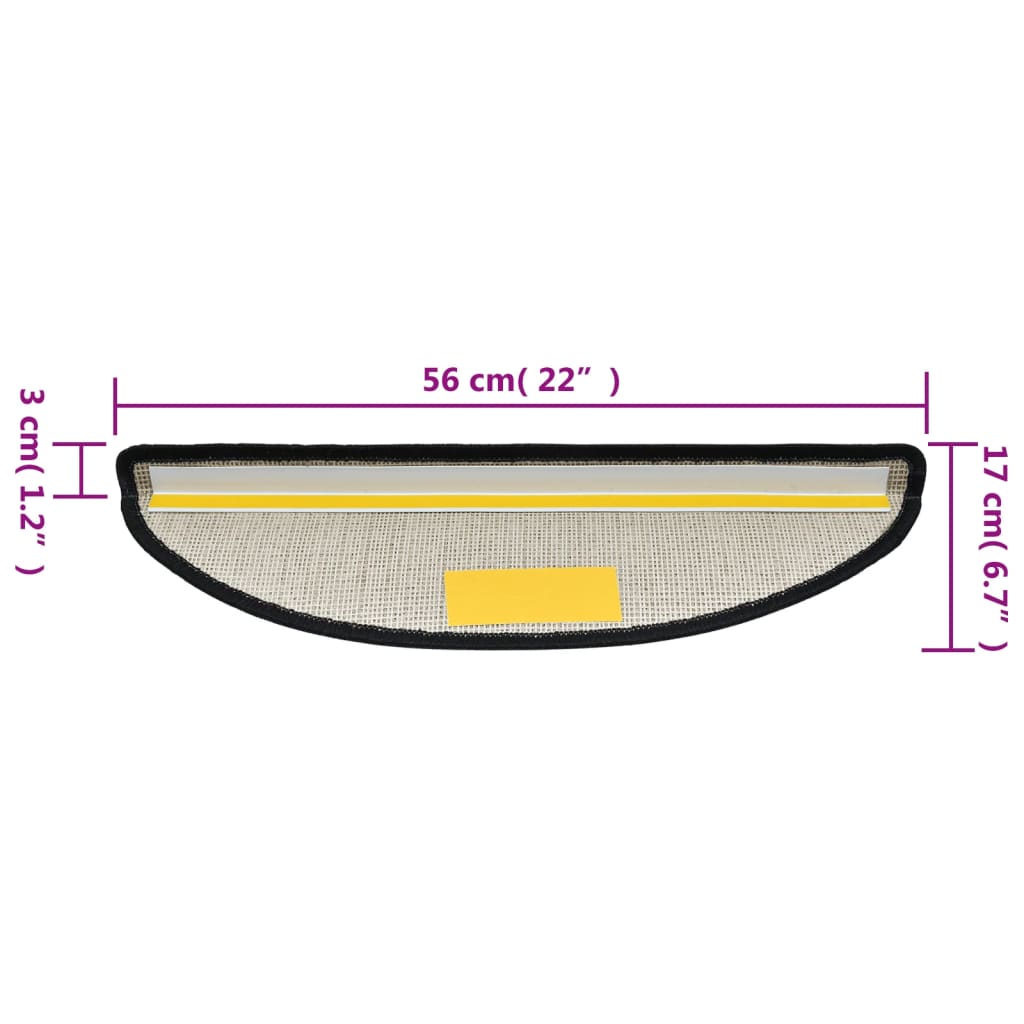 trappemåtter 15 stk. 56x17x3 cm antracit halvrund