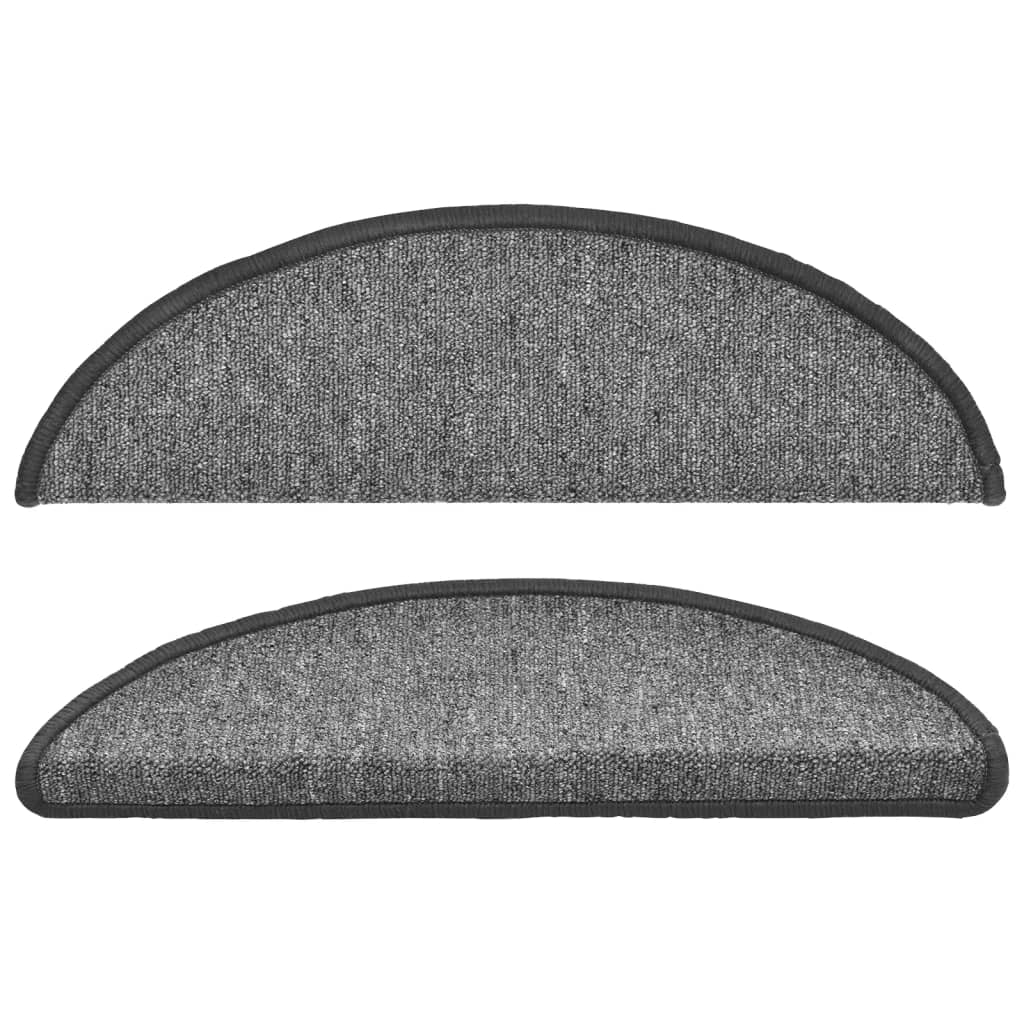 trappemåtter 15 stk. 56x17x3 cm mørkegrå halvrunde