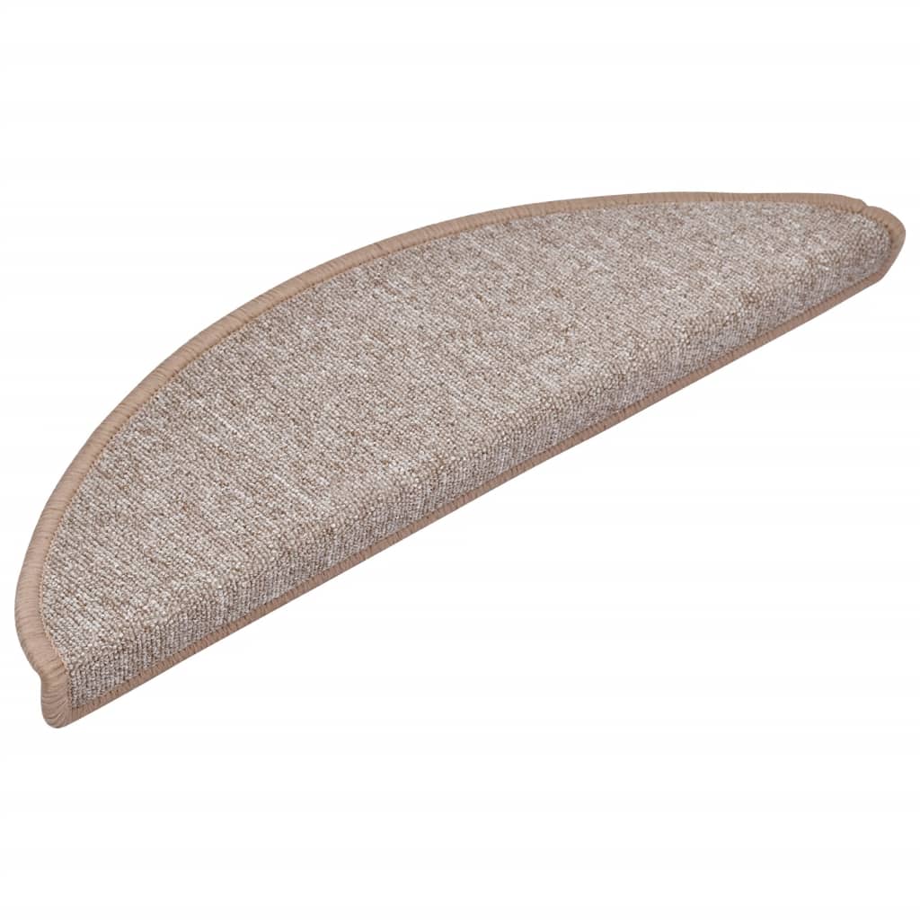 trappemåtter 15 stk. 56x17x3 cm lysebrune halvrunde