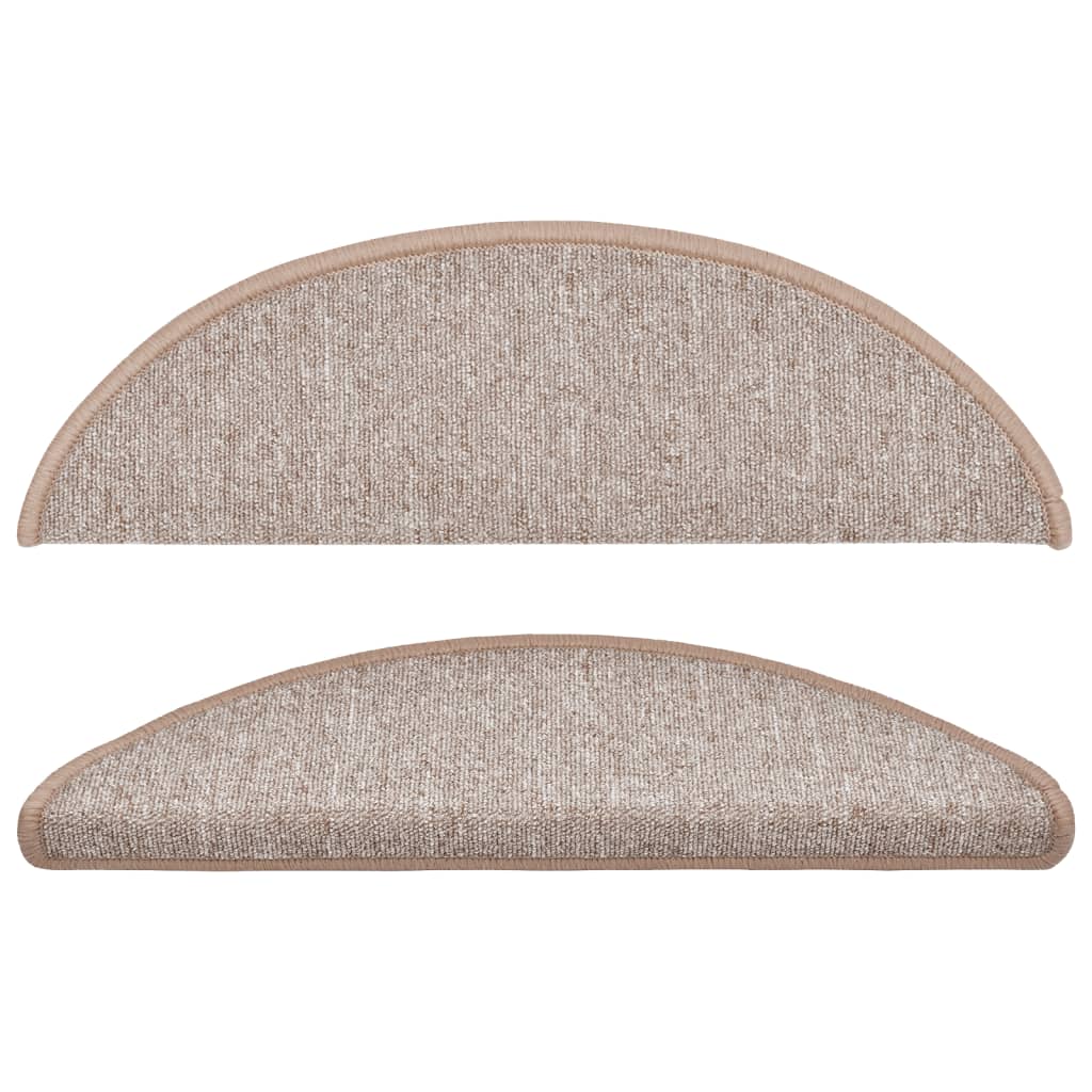 trappemåtter 15 stk. 56x17x3 cm lysebrune halvrunde