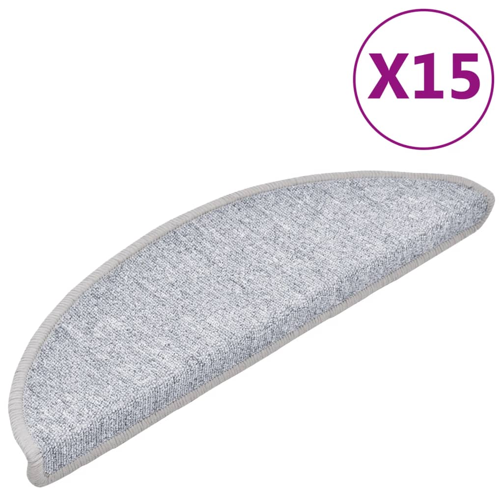 trappemåtter 15 stk. 56x17x3 cm lysegrå halvrunde