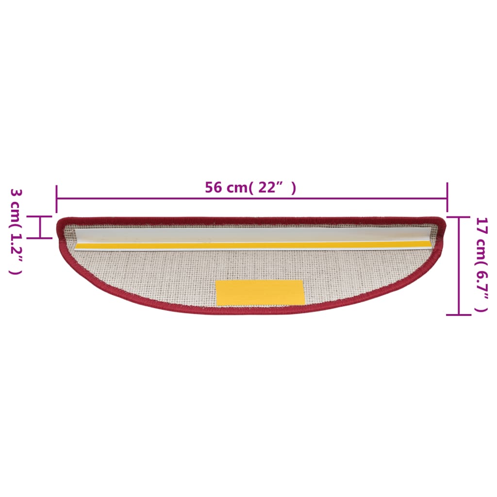 trappemåtter 15 stk. 56x17x3 cm rød halvrund