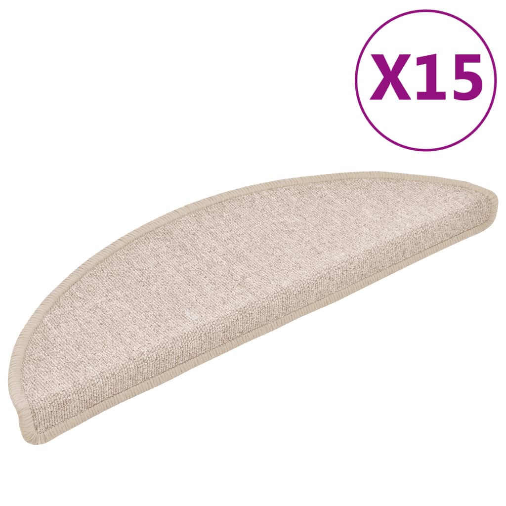 trappemåtter 15 stk. 56x17x3 cm taupe halvrund