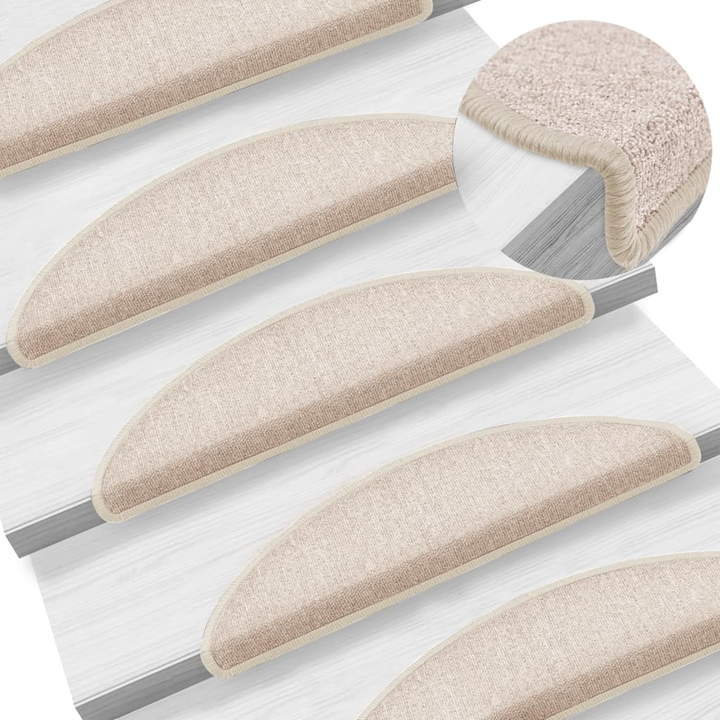 trappemåtter 15 stk. 56x17x3 cm taupe halvrund