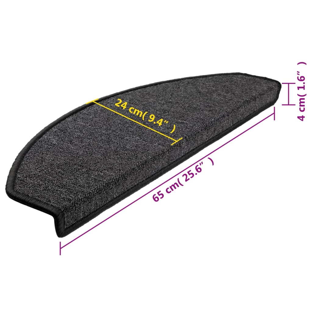 trappemåtter 15 stk. 65x24x4 cm antracit halvrund store