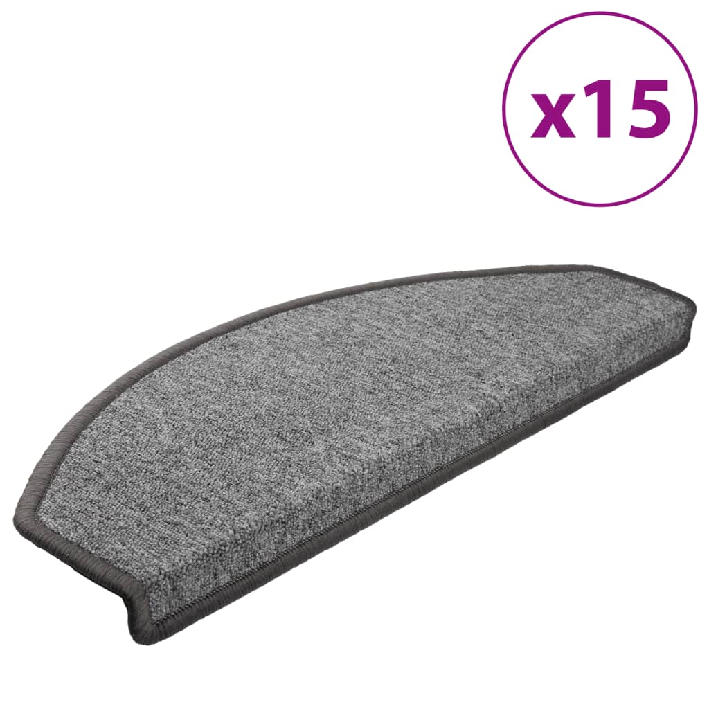 trappemåtter 15 stk. 65x24x4 cm mørkegrå halvrunde store