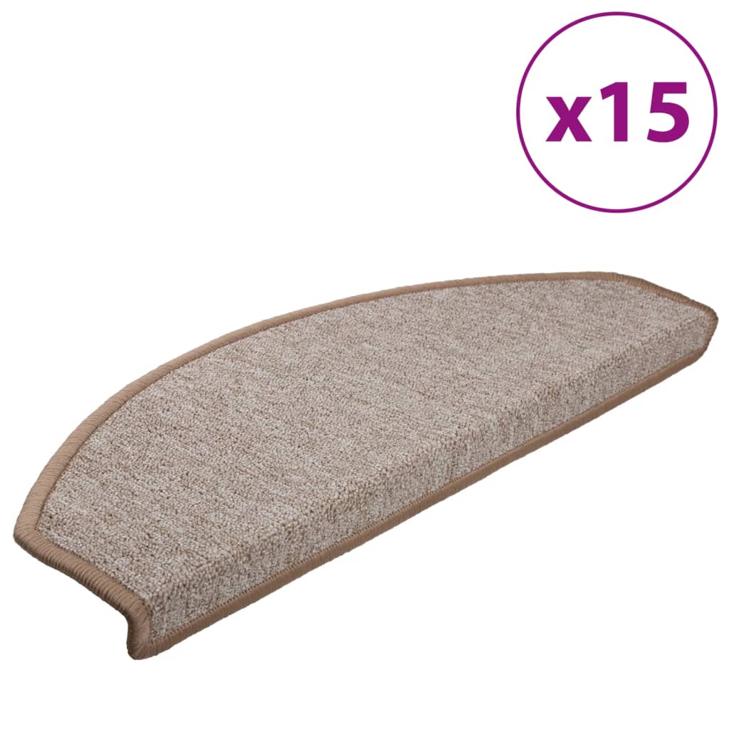 trappemåtter 15 stk. 65x24x4 cm lysebrune halvrunde store