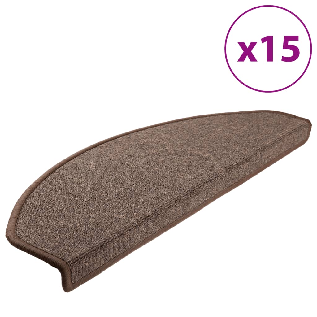 trappemåtter 15 stk. 65 x 24 x 4 cm kaffebrune halvrund store