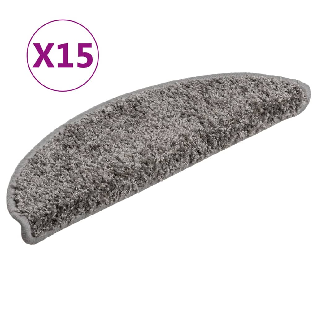 trappemåtter 15 stk. 56x17x3 cm grå halvrunde