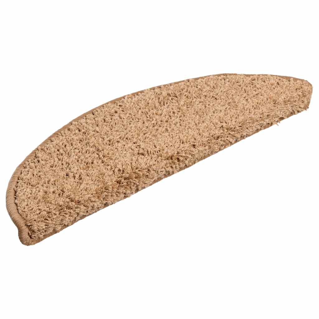 trappemåtter 15 stk. 56x17x3 cm beige halvrunde