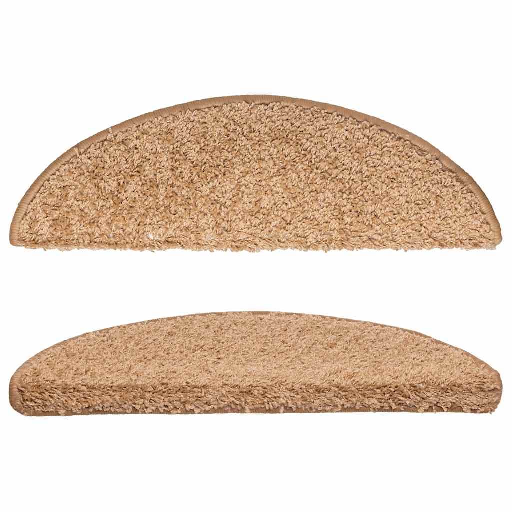 trappemåtter 15 stk. 56x17x3 cm beige halvrunde