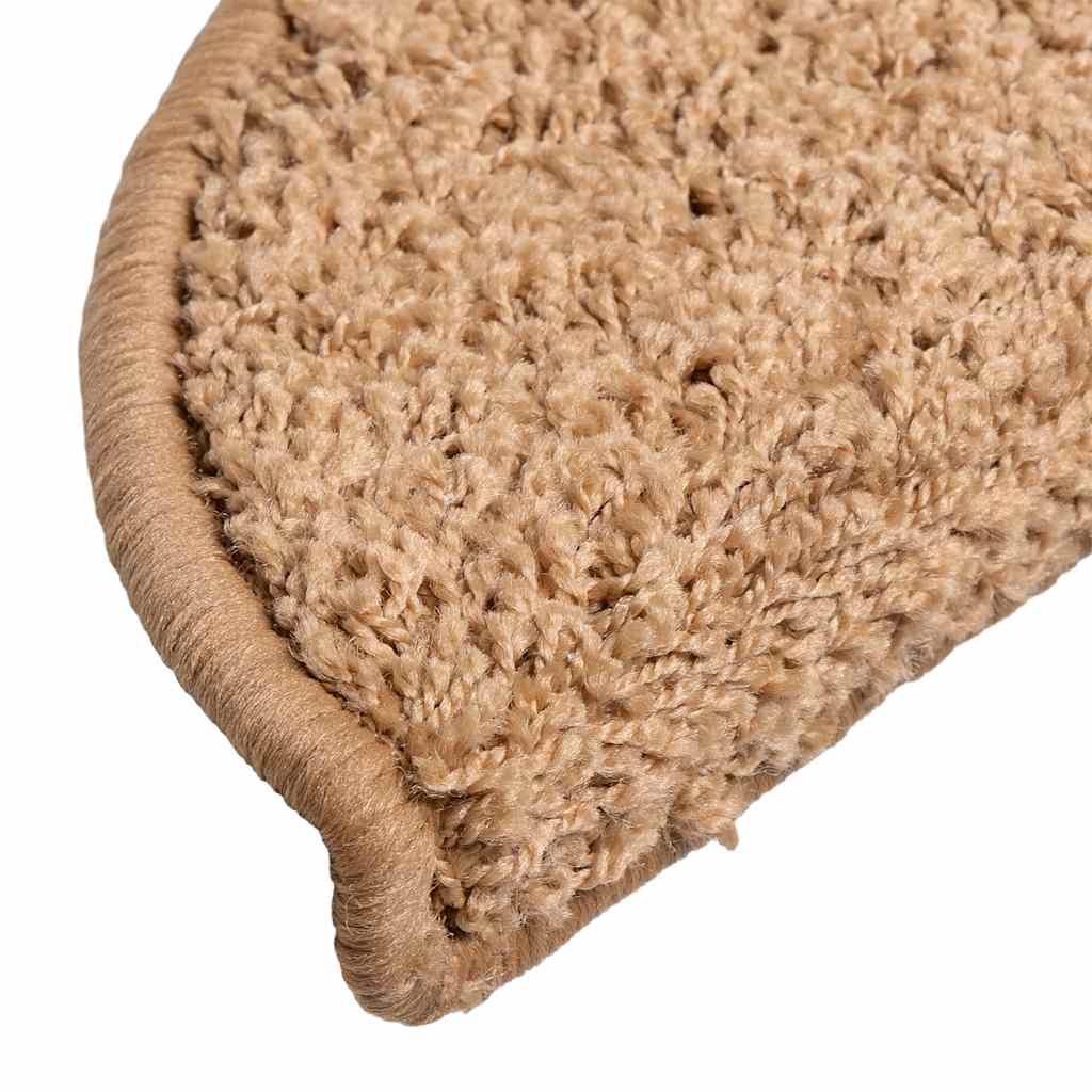 trappemåtter 15 stk. 56x17x3 cm beige halvrunde