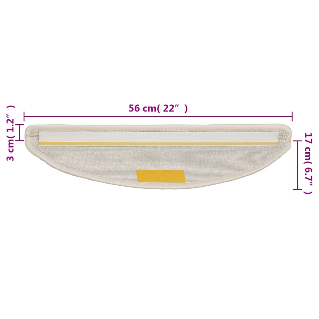 trappemåtter 15 stk. 56x17x3 cm hvide halvrunde