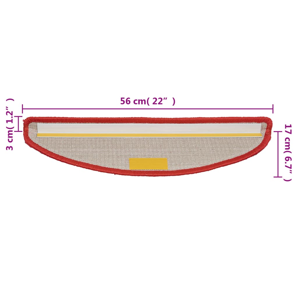 trappemåtter 15 stk. 56x17x3 cm røde halvrunde