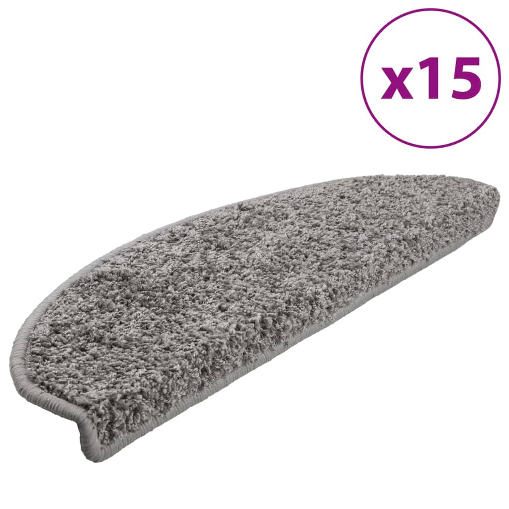 trappemåtter 15 stk. 65x21x4 cm grå halvrunde store