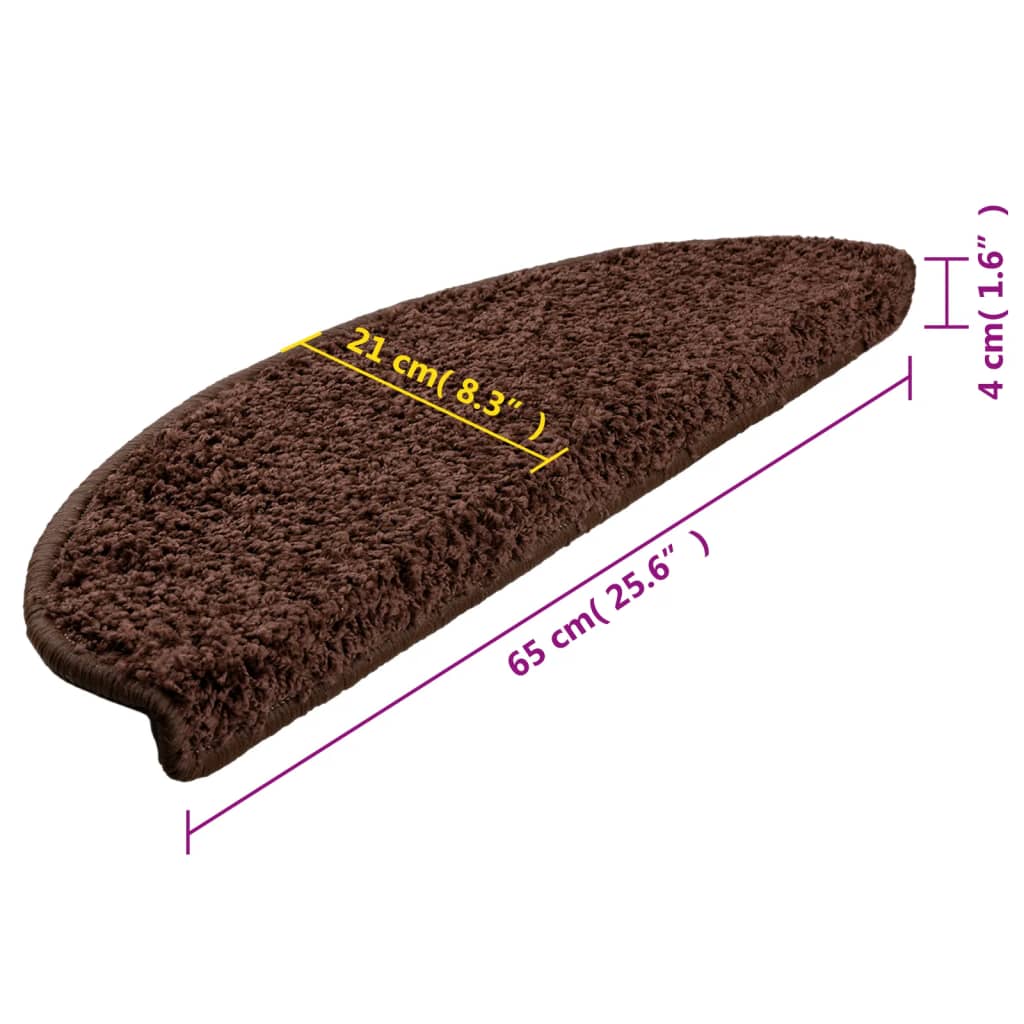 trappemåtter 15 stk. 65x21x4 cm brune halvrund store