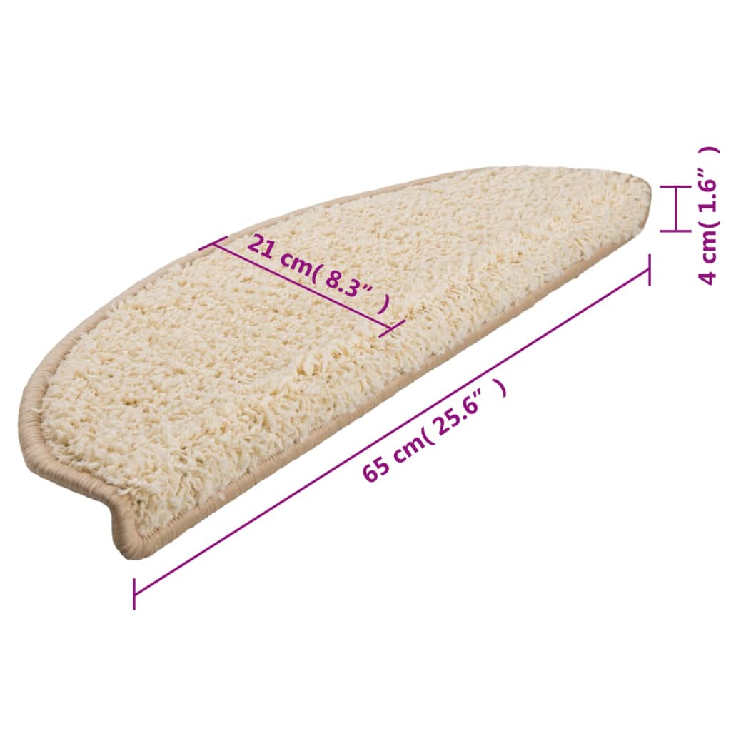 trappemåtter 15 stk. 65x21x4 cm cremefarvede halvrund store