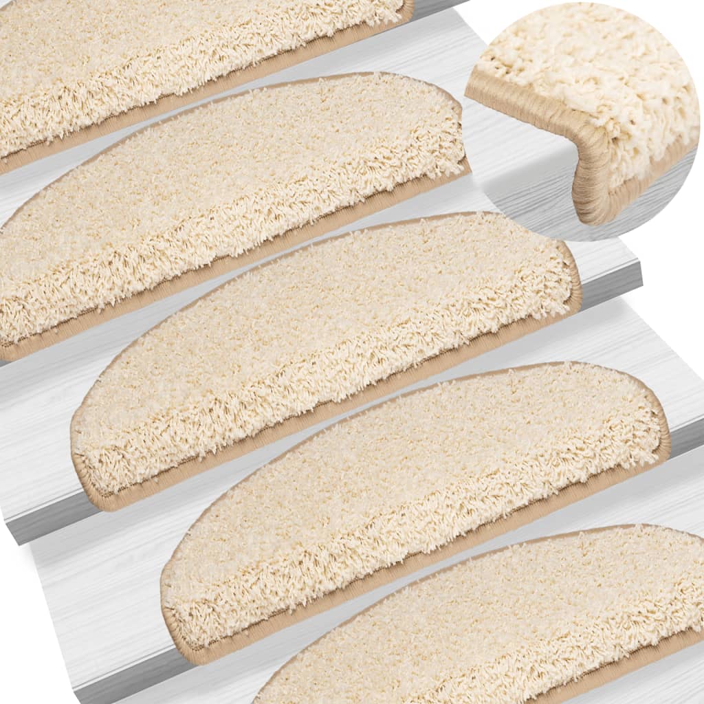 trappemåtter 15 stk. 65x21x4 cm cremefarvede halvrund store