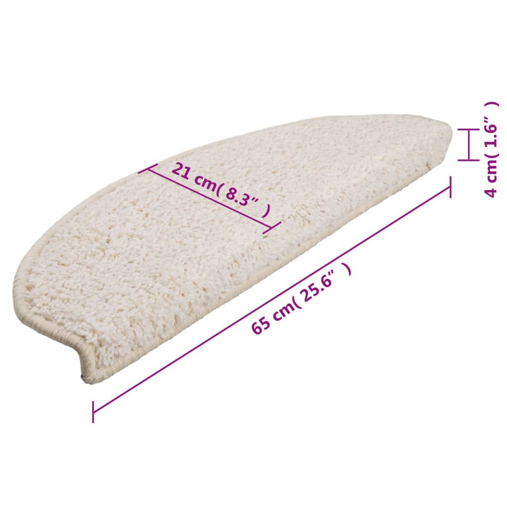 trappemåtter 15 stk. 65x21x4 cm hvide halvrunde store