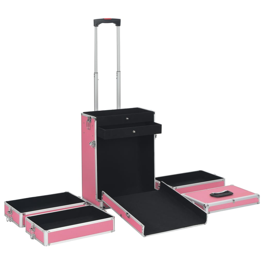 makeupkuffert aluminium pink
