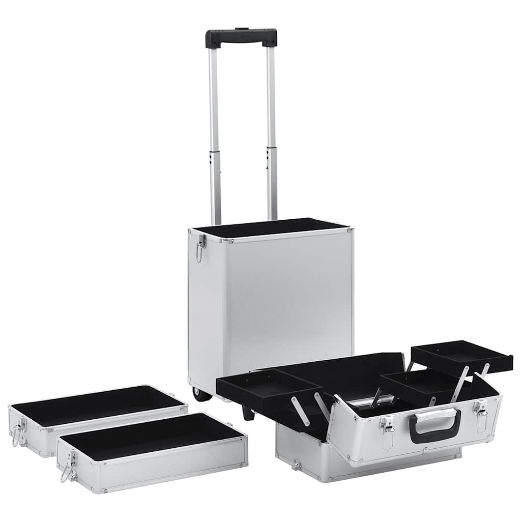 makeupkuffert aluminium sølvfarvet