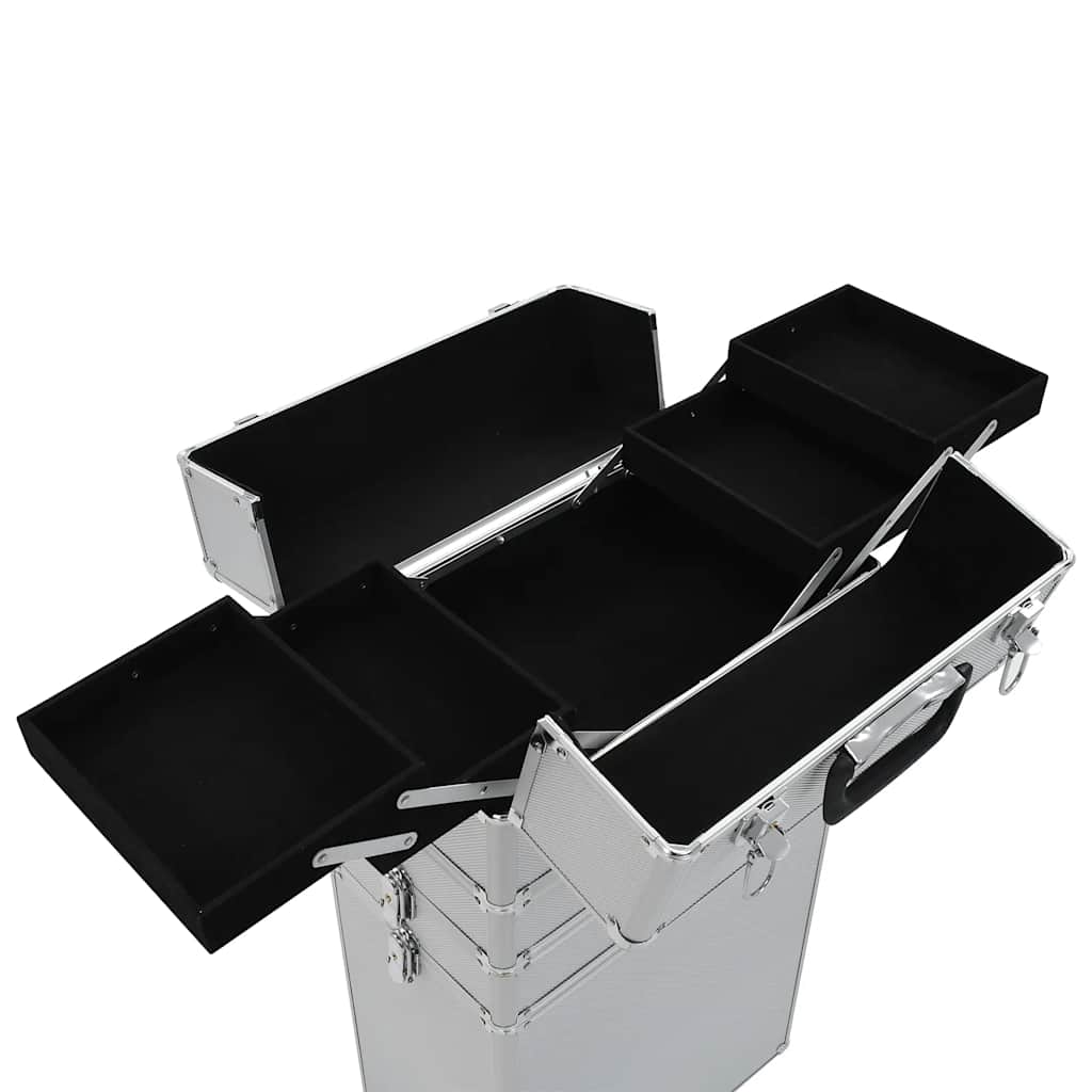 makeupkuffert aluminium sølvfarvet